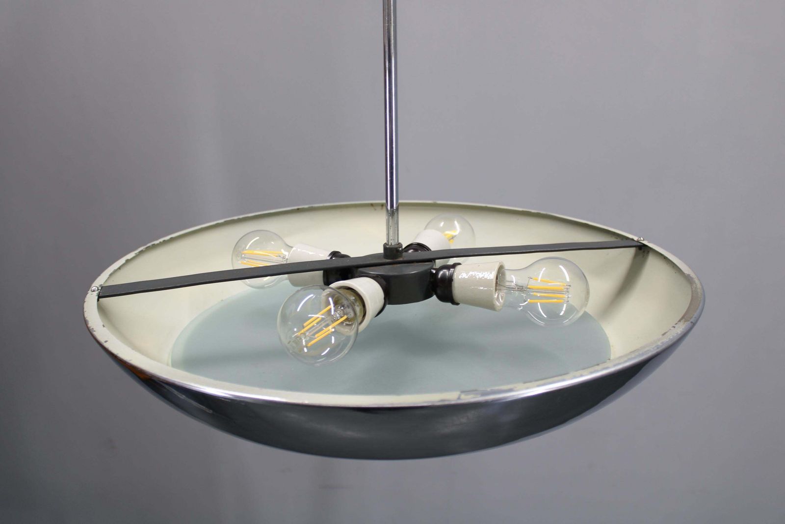 1930s Bauhaus  Chrome Plated Chandelier "Ufo" By Josef Hurka For Napako photo vinterior