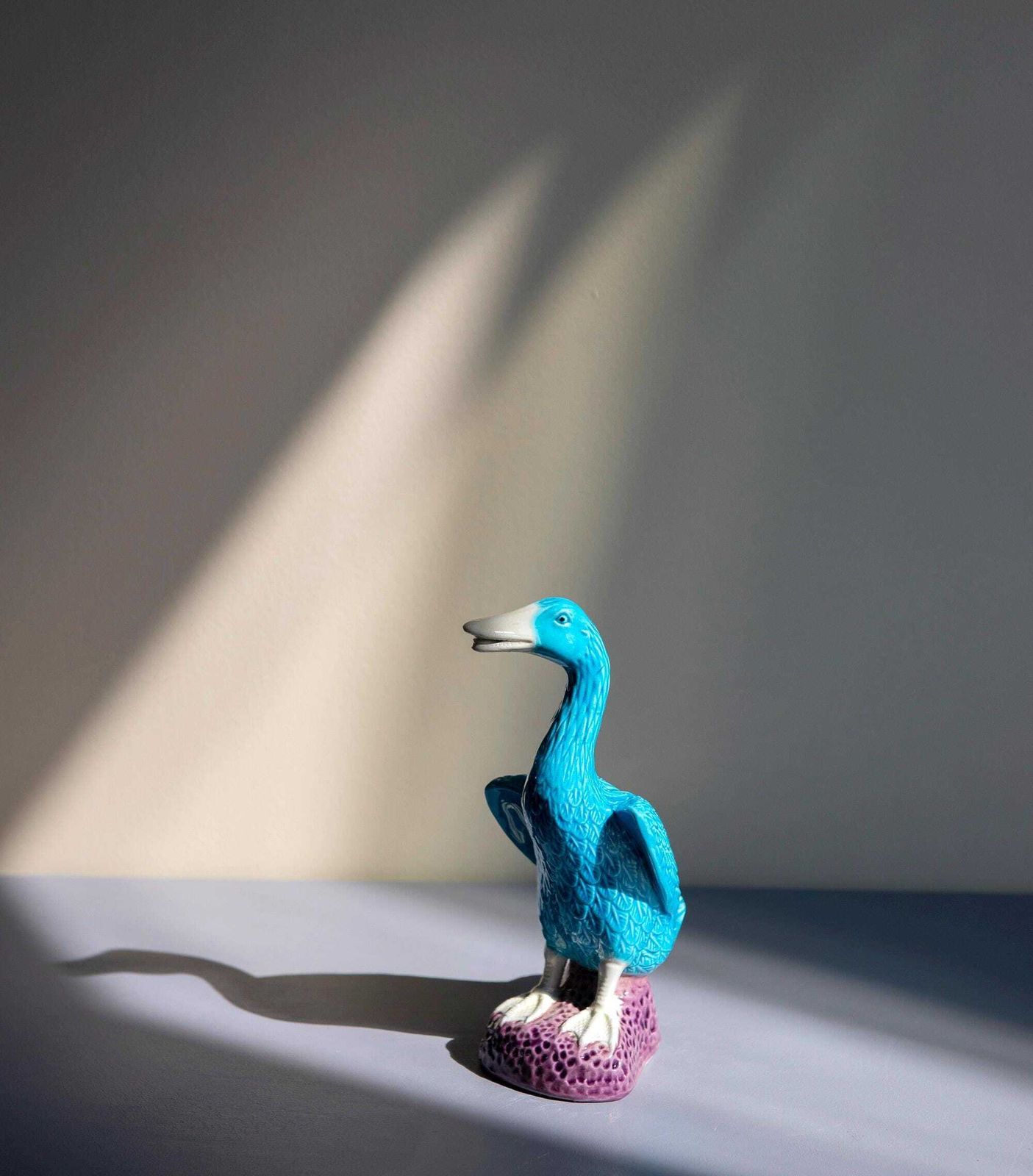 Set Of 2 Porcelain Blue Duck Statues, Chinese Pottery Figurine Pair, Decorative Small Statues, Oriental Decor, Ceramic Turquoise Birds photo vinterior