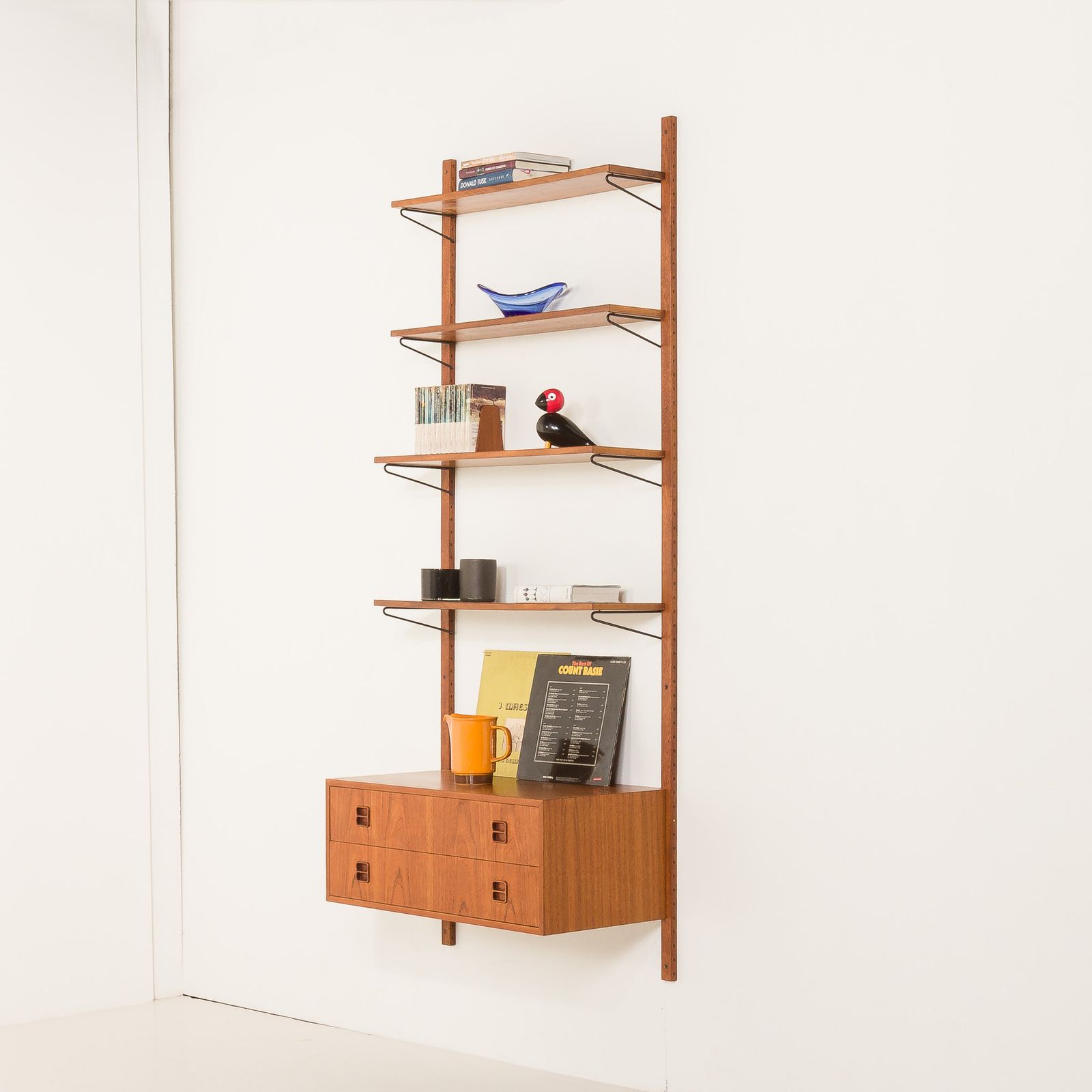 Scandinavian Vintage Teak Wall Unit, Denmark 1970s