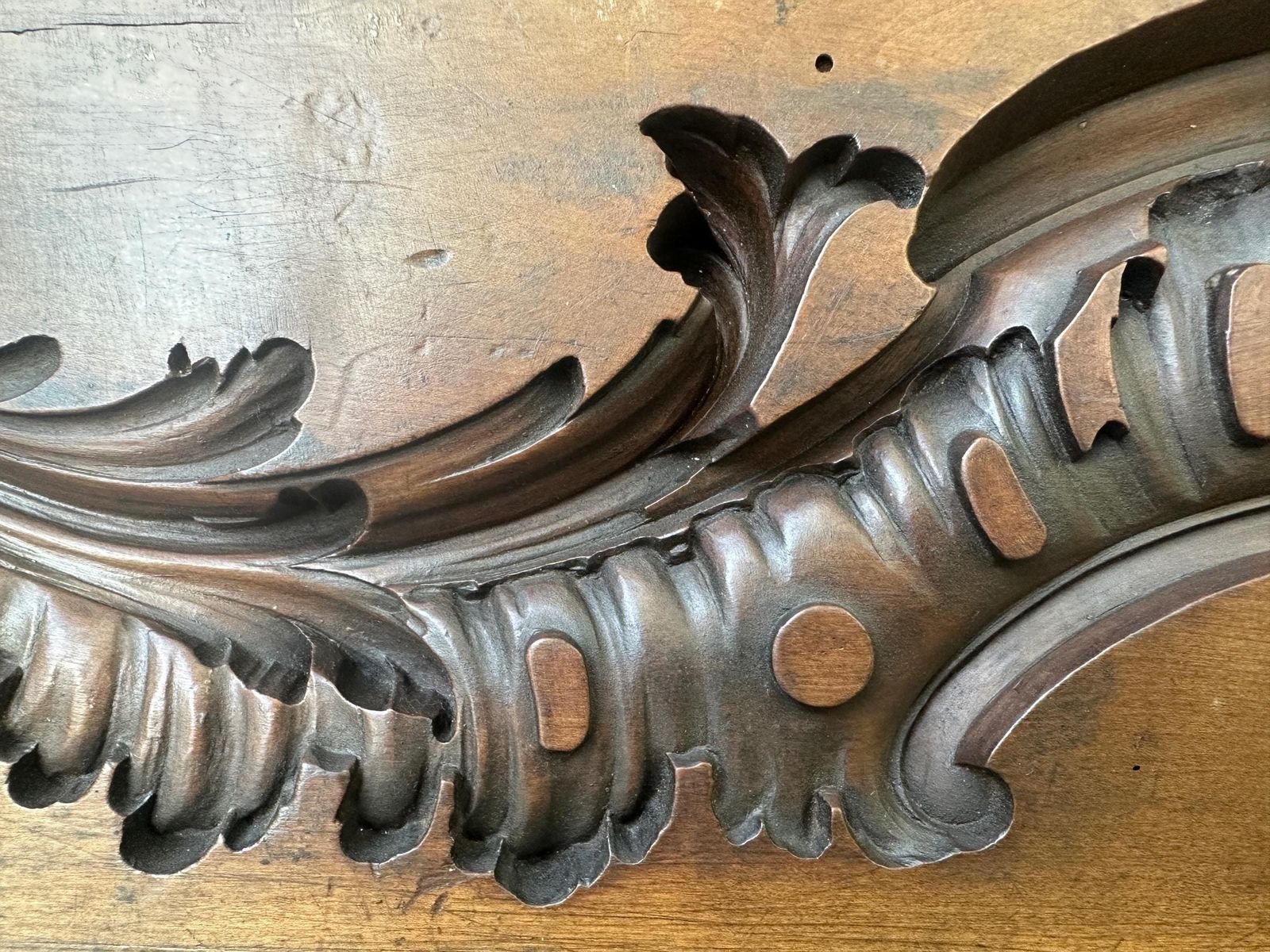 18th Century Wooden Stucco Mold – Rococo Louis XV Scroll – Antique Carved Wood Form – French Wall Decor photo Art