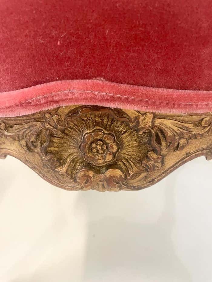 Contemporary Pair Of Stools Louis XV Style, Red Velvet, Belgium photo for sale