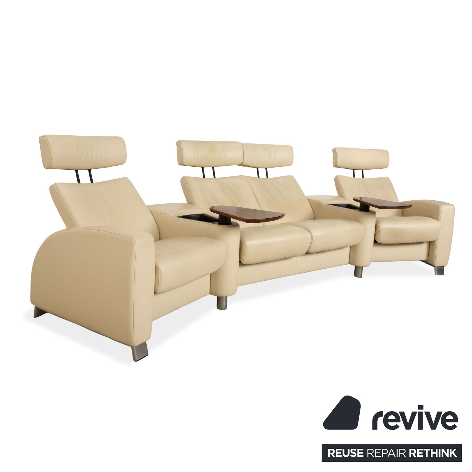 Canapé 4 places Stressless Arion en cuir crème, fonction manuelle photo 3241.0