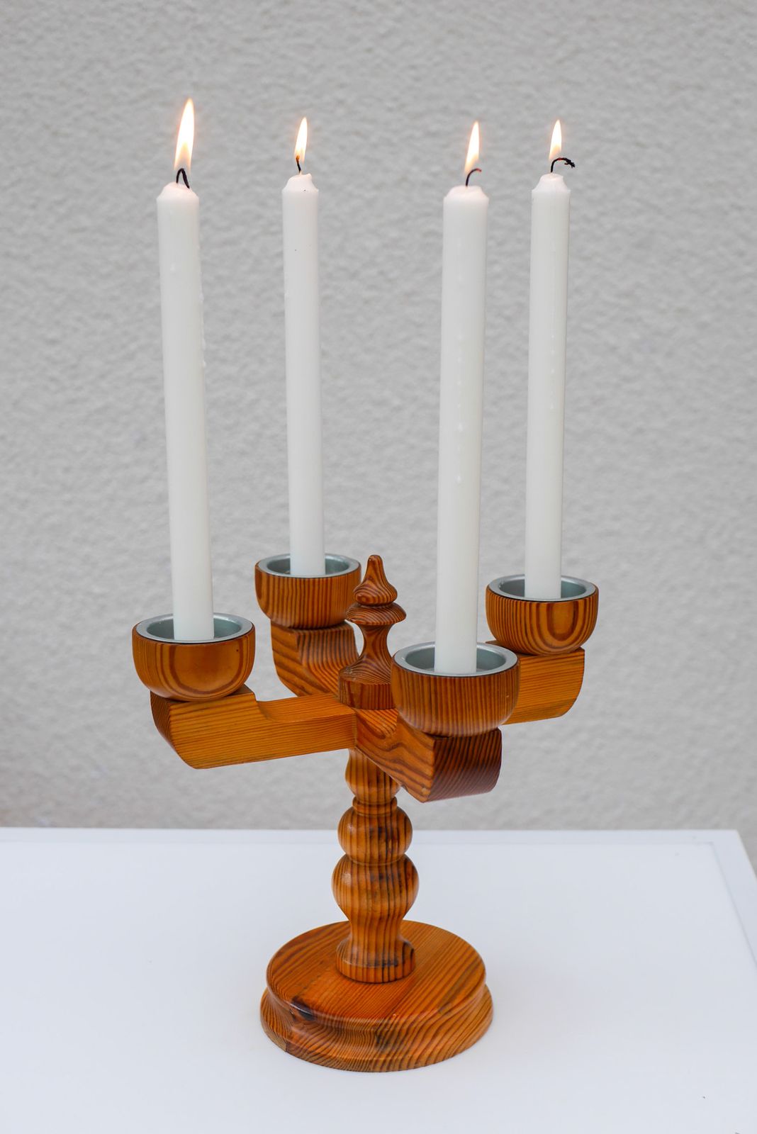 Home Decor Rustic Wooden Candleholder By Jan Johnsson For Smålandsslöjd, Sweden, 1975 photo