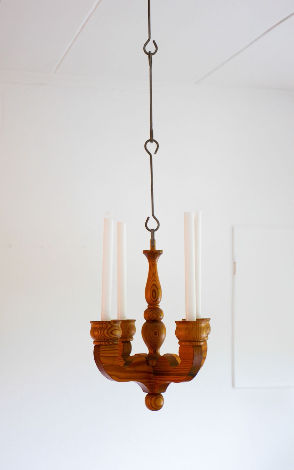 Rustic Wooden Pendant Candleholder From Smålandsslöjd, Sweden, 1975 photo furniture