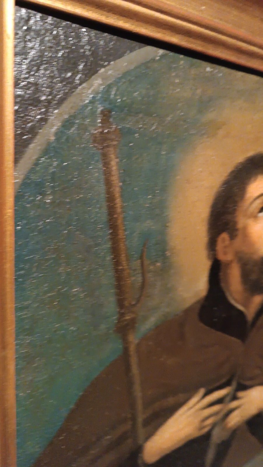 Antique Oil Painting On Canvas 18th Century Saint Francis Xavier photo vinterior