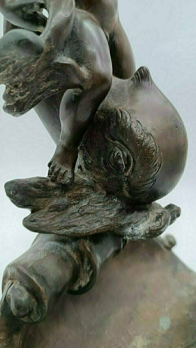 photo furniture Antique Bronze Sculpture "Triton Child" Signed Vincenzo Cinque, Late 19th Century
