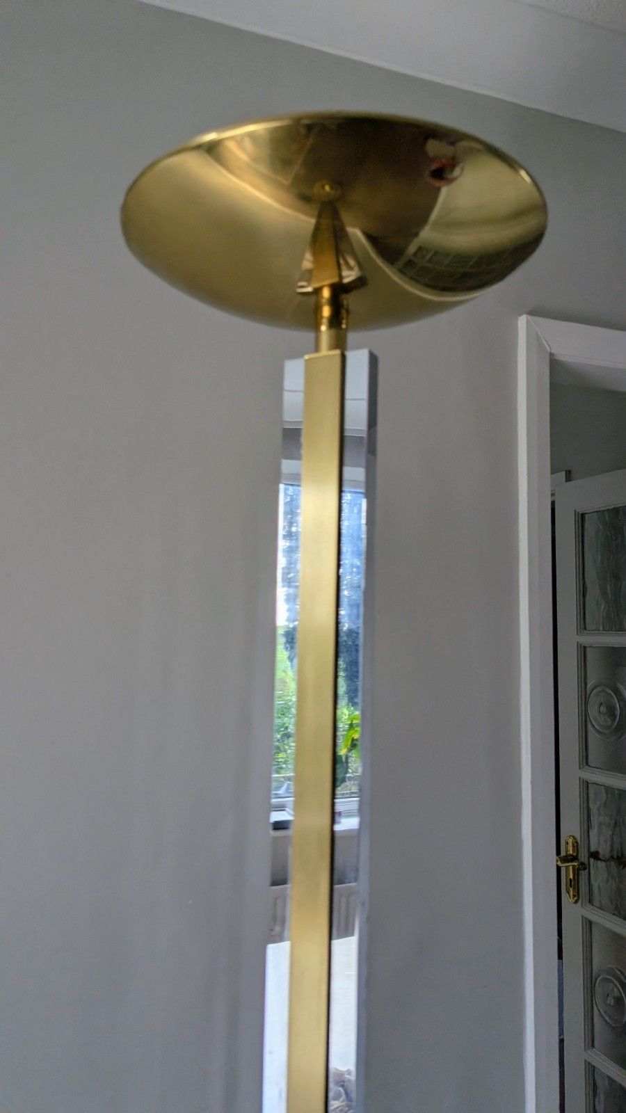 Italian Hollywood Regency Brass Chrome Gold Floor Light Zevi Rega Art Deco Rizzo