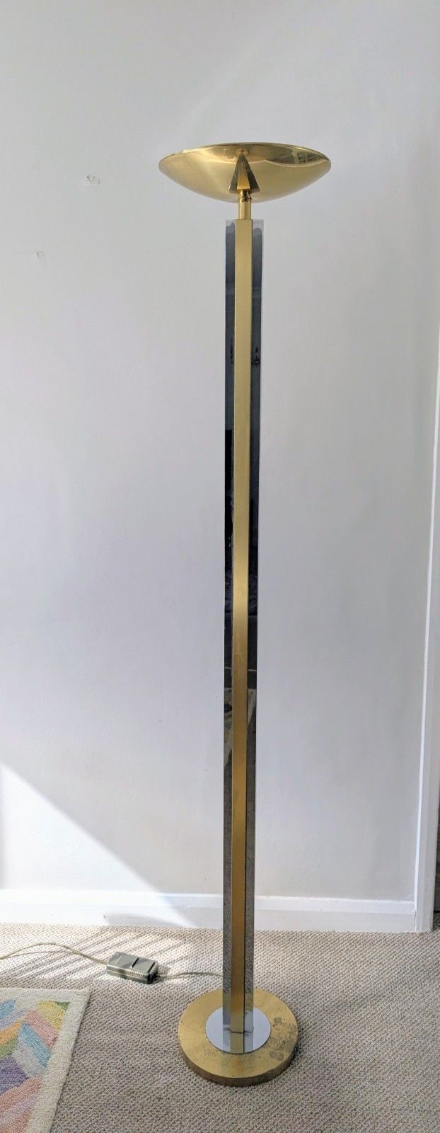 Italian Hollywood Regency Brass Chrome Gold Floor Light Zevi Rega Art Deco Rizzo photo furniture