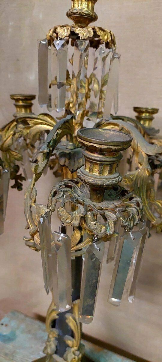 Pair Of Large Gilt Bronze Six Light Candlesticks photo buy