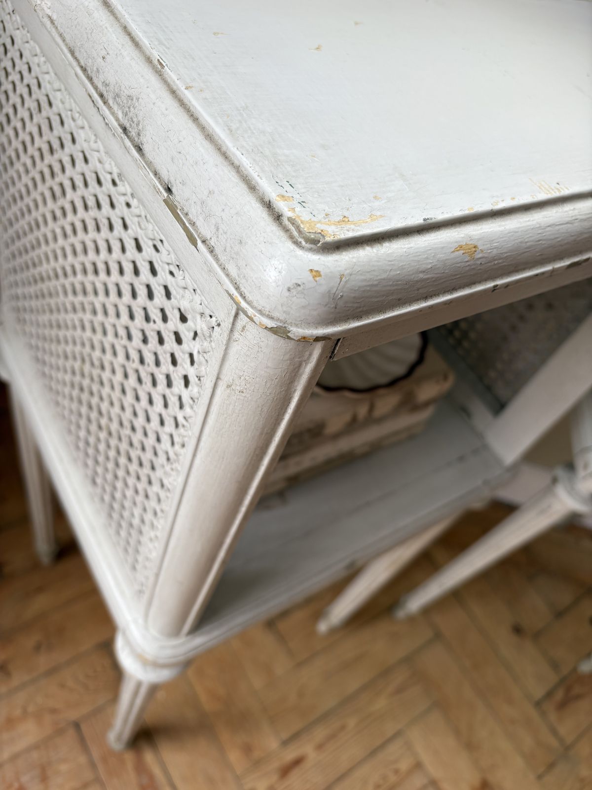 A Painted Pair Of Vintage Parisian Side Tables photo furniture