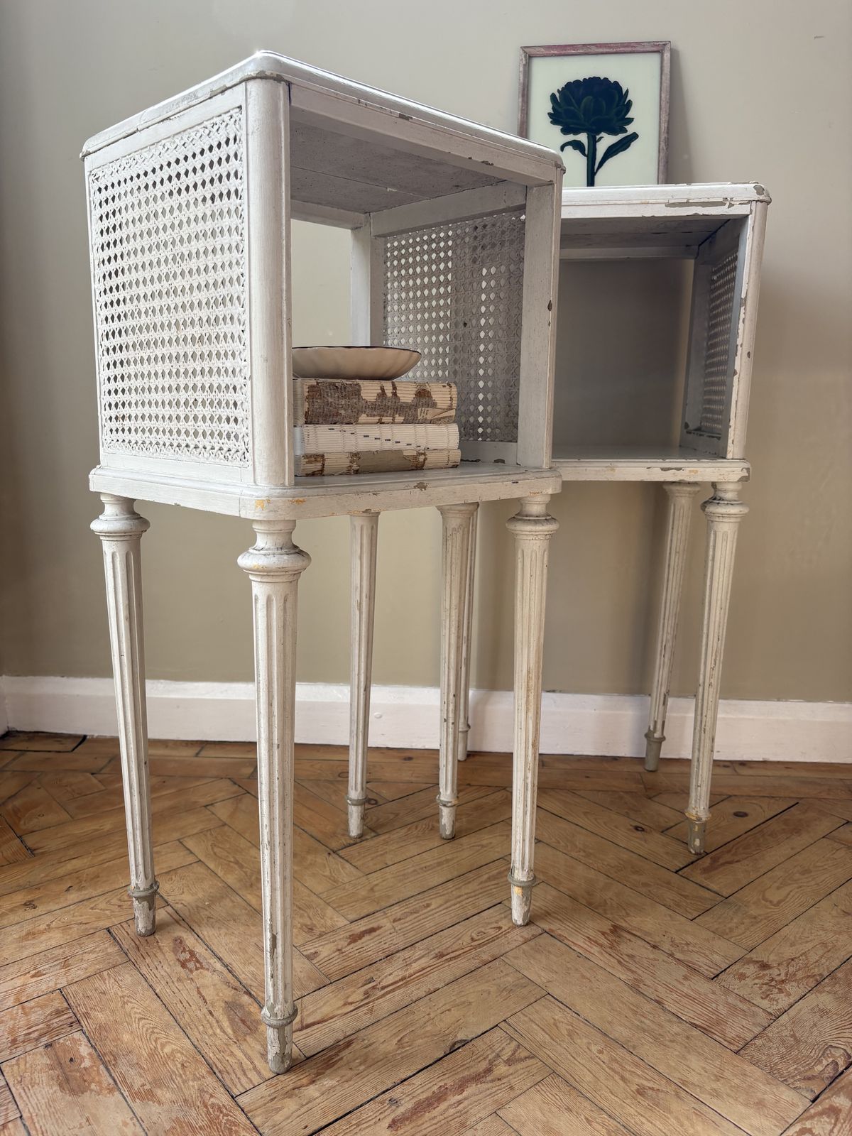 A Painted Pair Of Vintage Parisian Side Tables photo vinterior