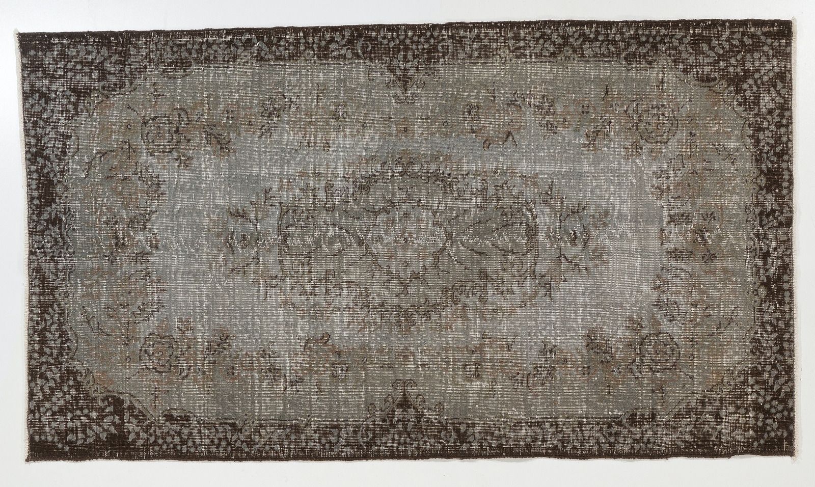 4x7 Ft Midcentury Rug Redyed In Gray For Modern Interiors, Handmade In Turkey photo furniture