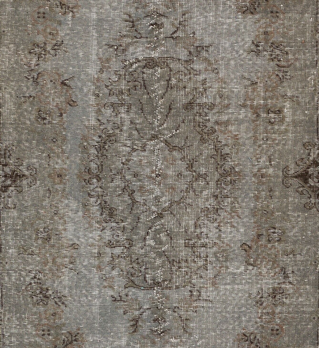 4x7 Ft Midcentury Rug Redyed In Gray For Modern Interiors, Handmade In Turkey photo 235.0