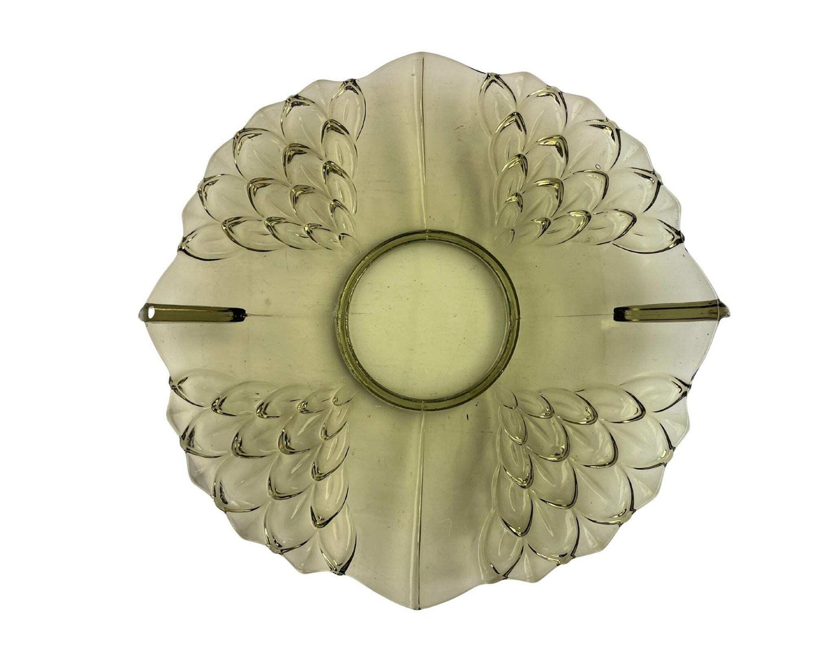 Art Deco Schaal En Bord | Groen Glas Artisjok | 1930 photo vinterior