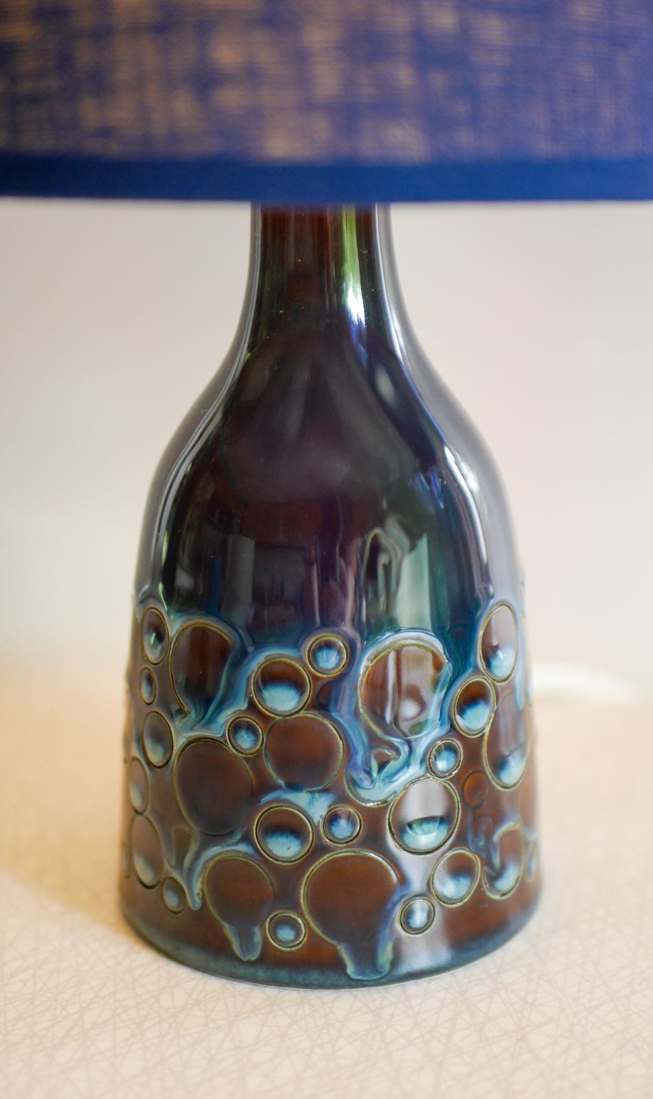 Mid Century Modern Keramische Tafellamp Met Candy Glazuur Van Söholm, Denemarken, Ca. Jaren 1960 photo Verlichting