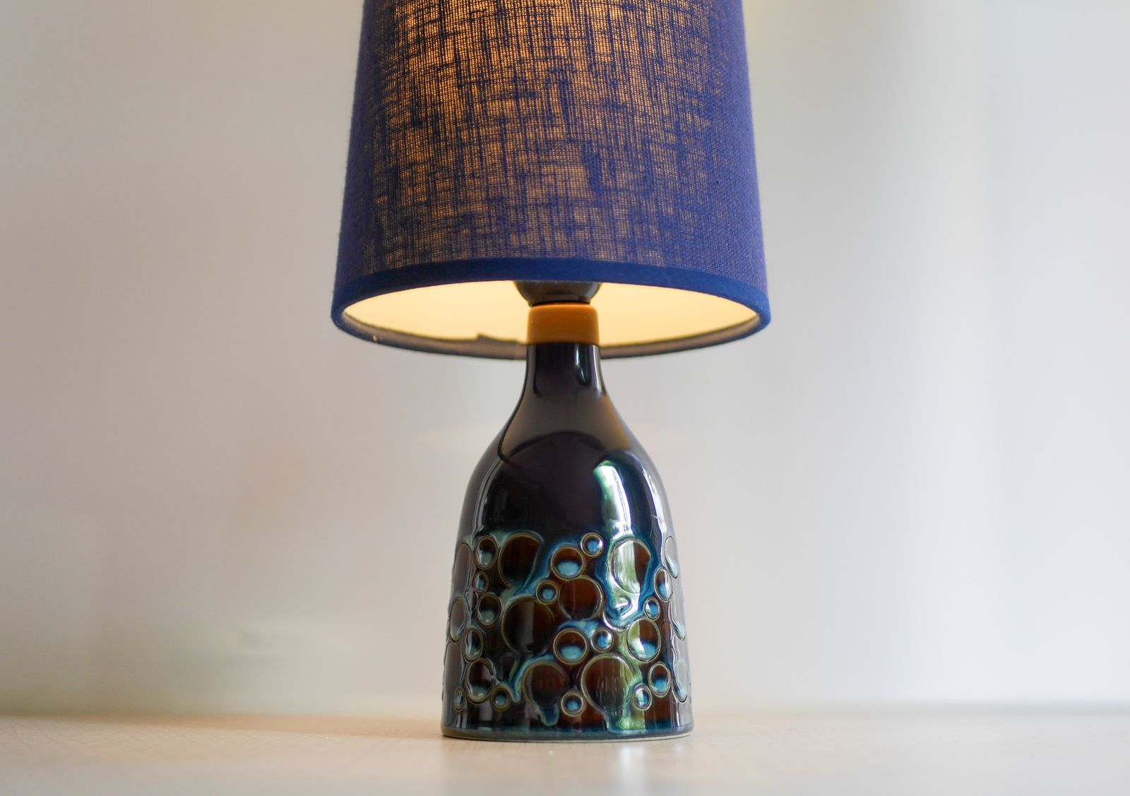 Mid Century Modern Keramische Tafellamp Met Candy Glazuur Van Söholm, Denemarken, Ca. Jaren 1960 photo vintage