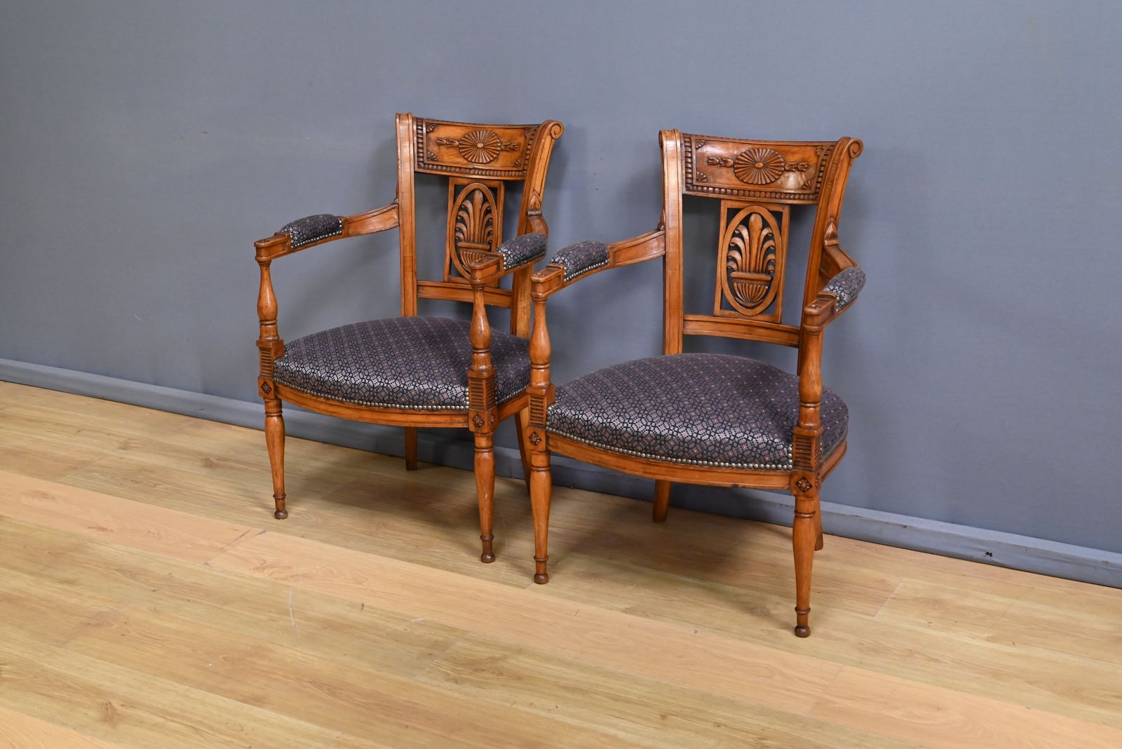 Pair Of Stained Beech Armchairs – Early 20th Century photo for sale