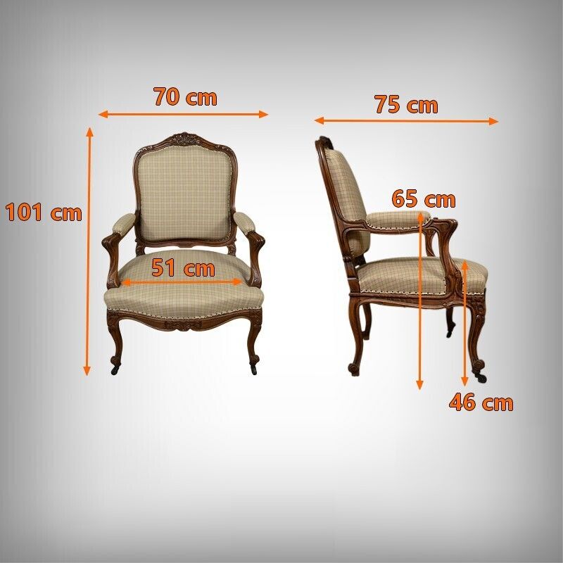 photo vintage Louis XV Style Beechwood Armchair – Mid 19th Century