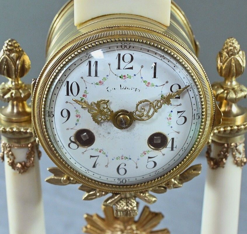 photo furniture Marble And Bronze Clock, Louis XVI Style, Mougin Clockworks, 1889 – Late 19th Century