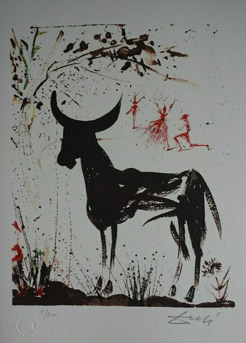 Fine Surrealist Limited Edition Print, Bull, Salvador Dali, Signed & Numbered In Pencil