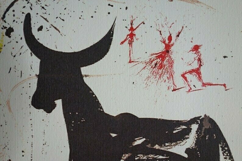 Fine Surrealist Limited Edition Print, Bull, Salvador Dali, Signed & Numbered In Pencil photo for sale