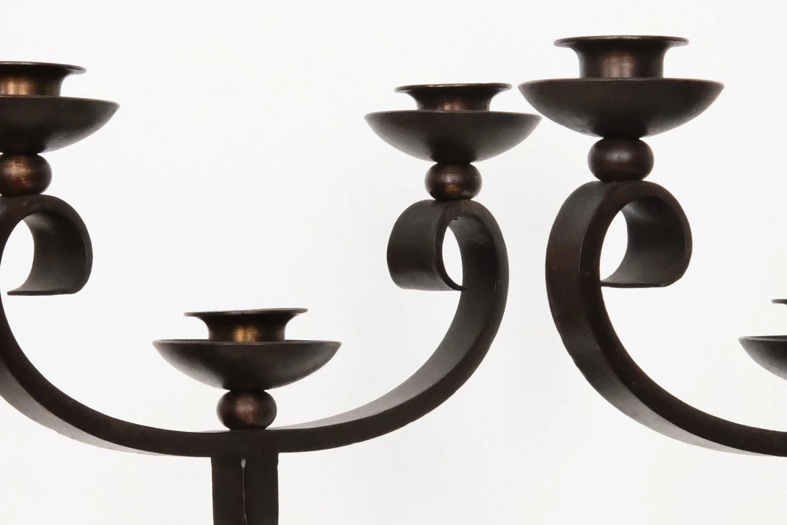 20th Century Pair Of Brown Wrought Iron Candelabras Signed By Charles Piguet photo vintage