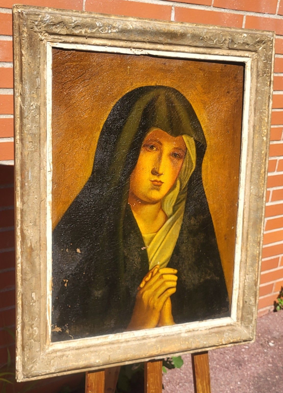photo vinterior French School Eighteenth Century Xlxè Virgin Mary. Oil Painting On Canvas. To Restore