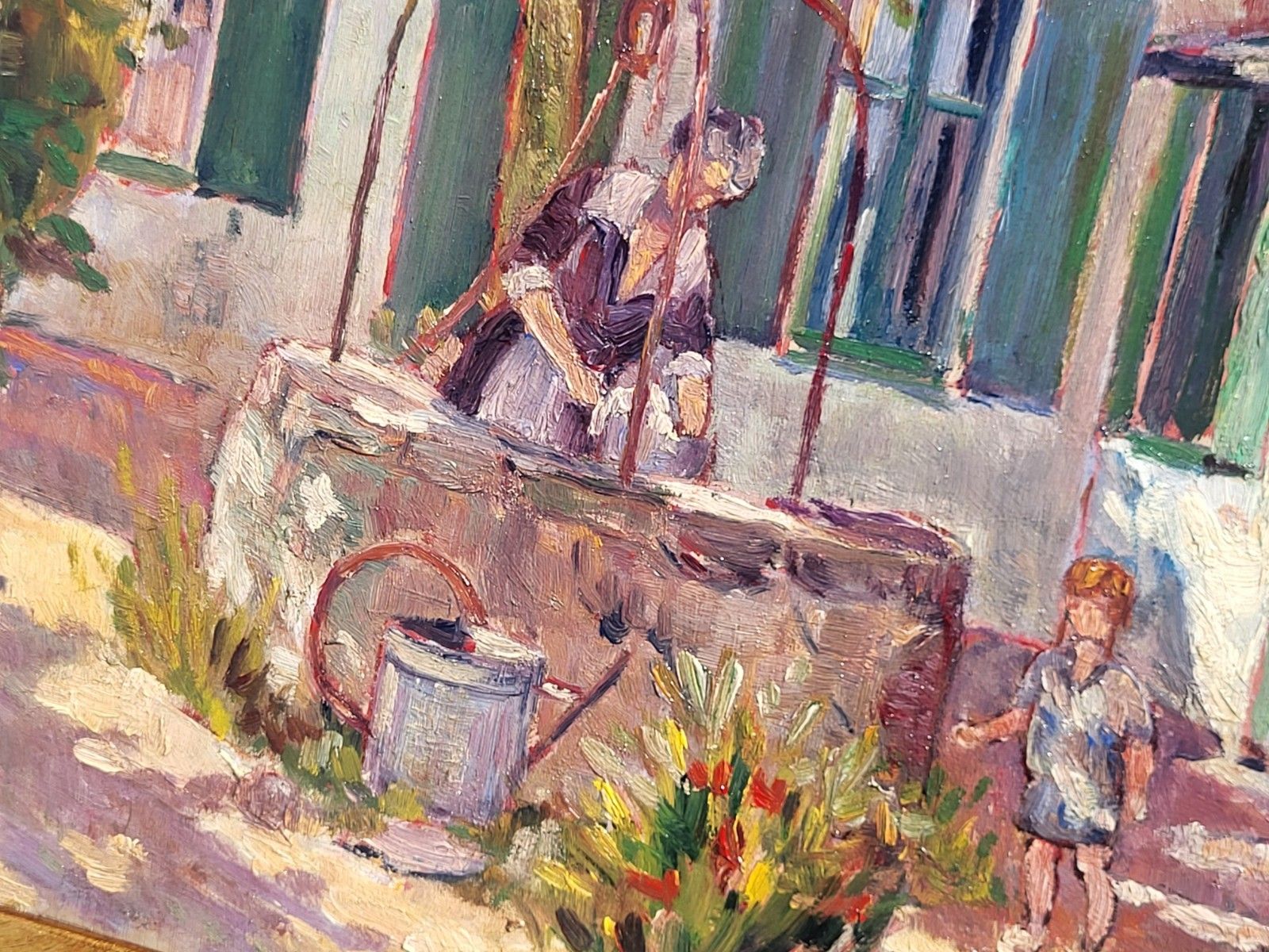 French School.  Rural Life Scene. 1923. Oil Painting On Wood Panel photo buy