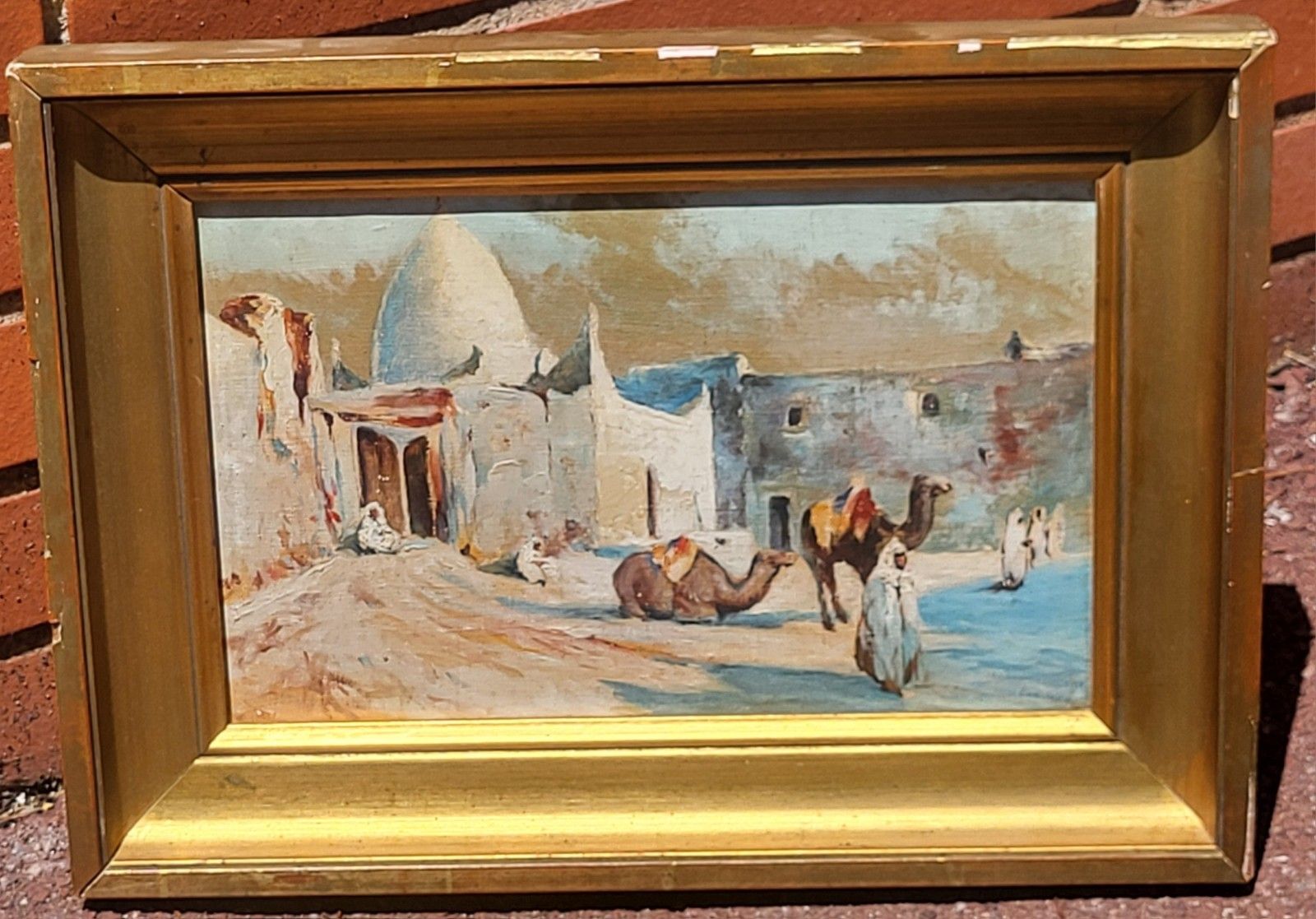 2 Signed Paintings.  Orientalism. Oil Painting On Canvas And Panel. photo for sale