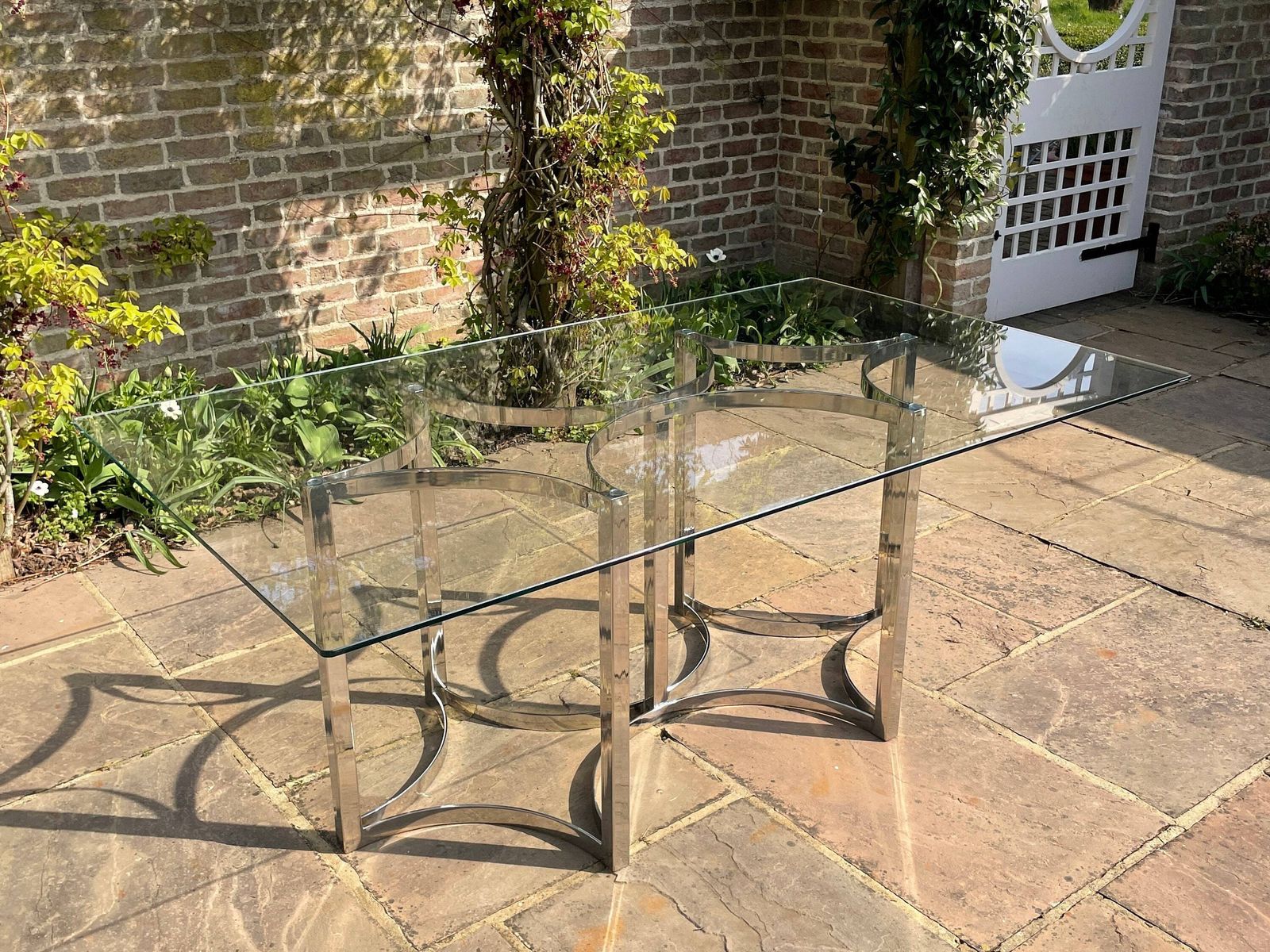 Merrow Associates Glass Topped Dining Table Mid Century Modern 1970's photo 1750.0