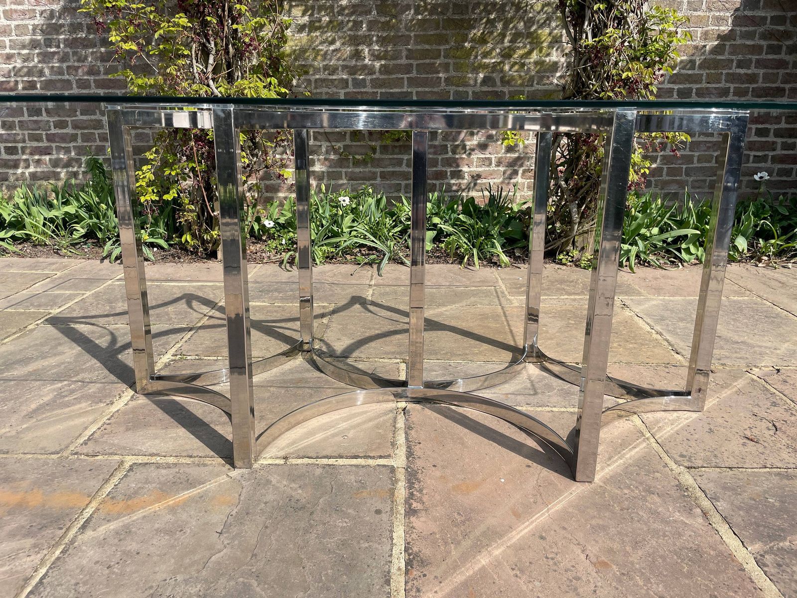 Merrow Associates Glass Topped Dining Table Mid Century Modern 1970's photo vinterior