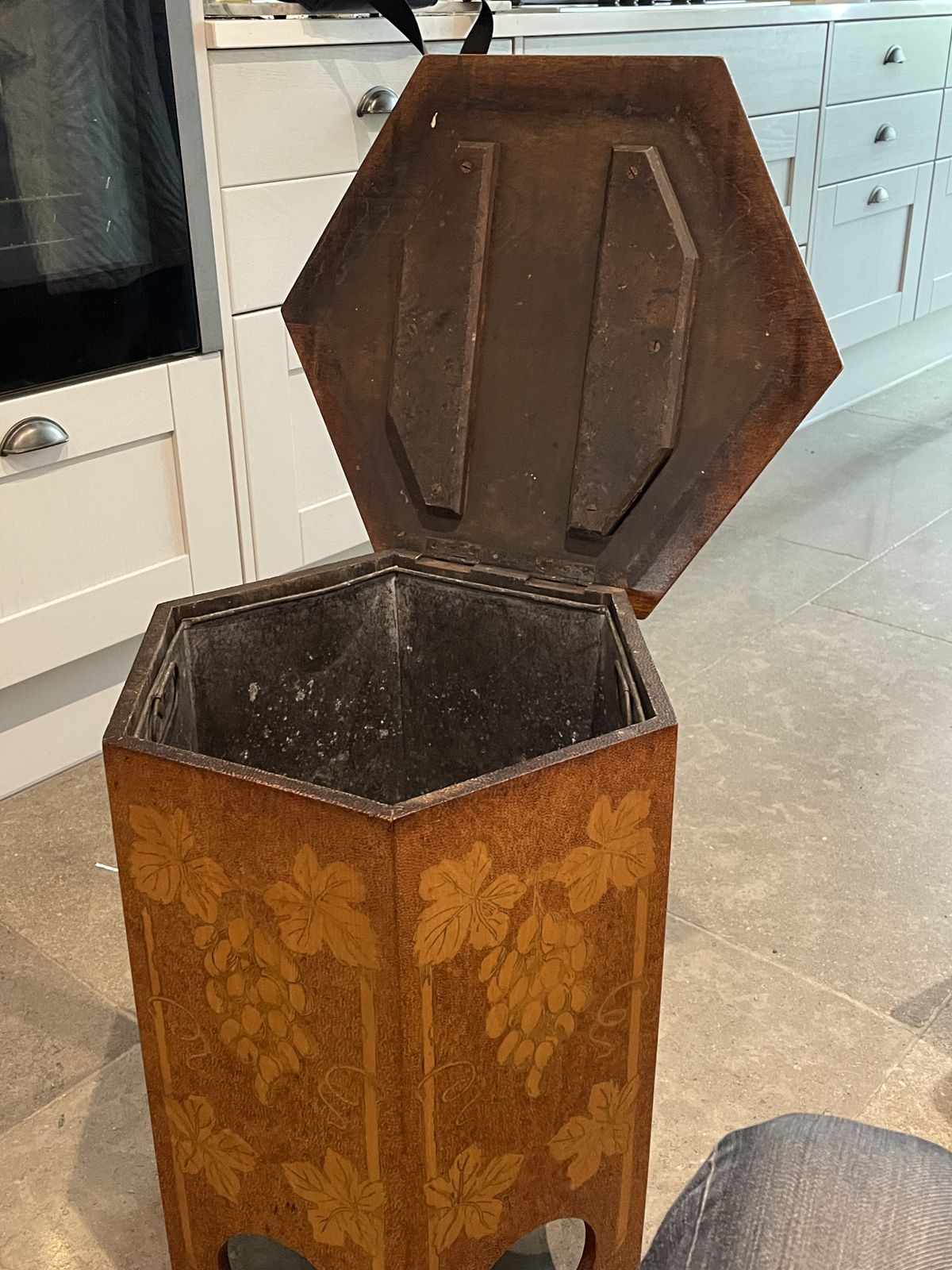 Antique Poker Work Wine Cooler / Side Table photo 250.0