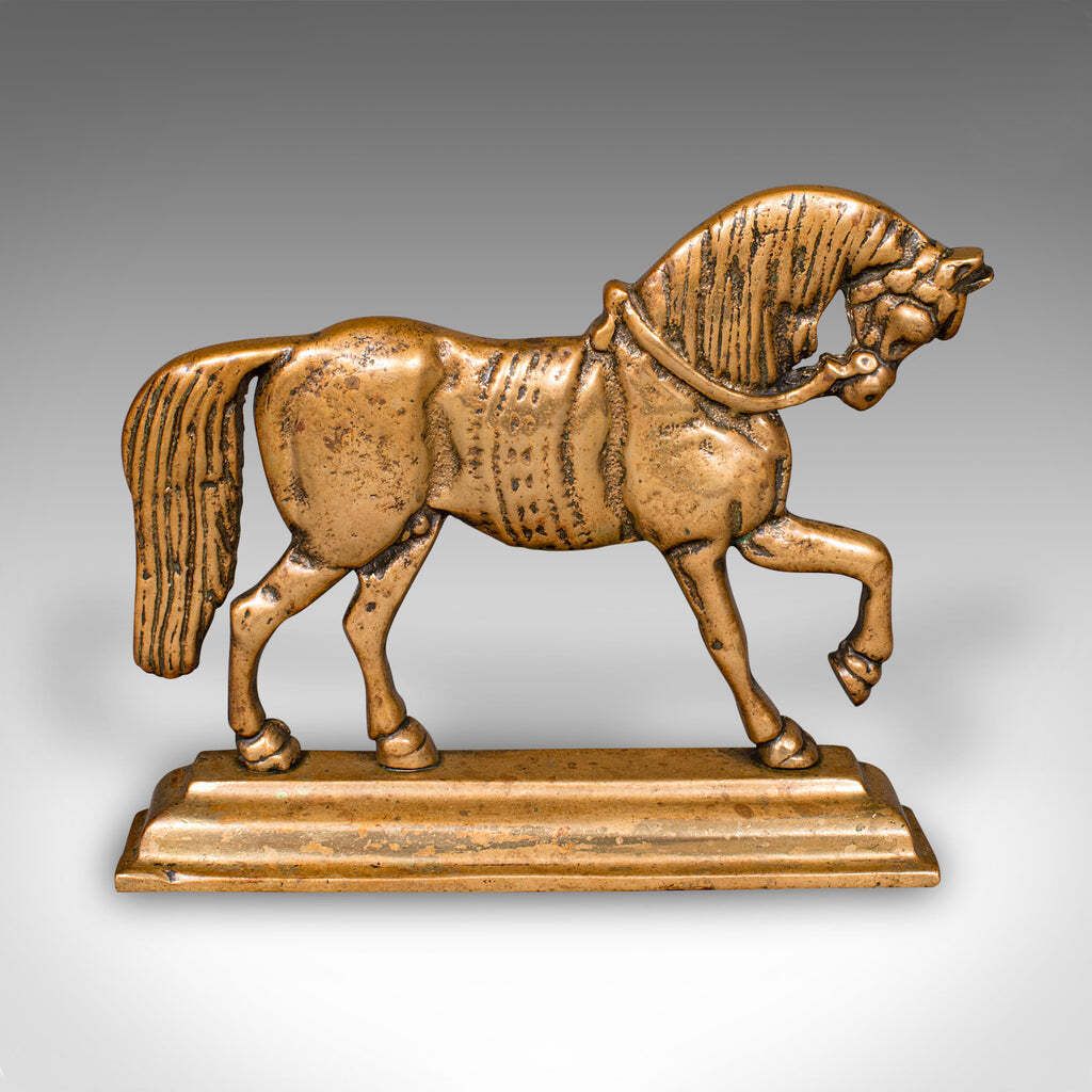 Antique Horse Doorstop, English, Brass, Equine Door Keeper, Victorian, C.1880 photo furniture