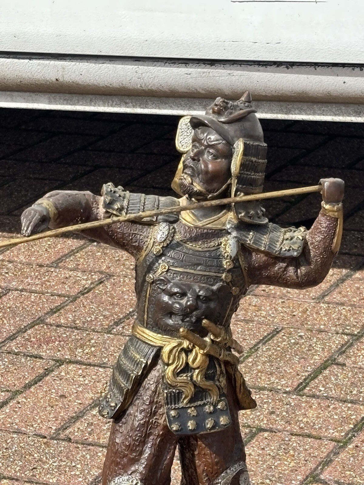 Cold Painted Bronze Figure Of A Samurai, Very Large And Impressive. photo buy