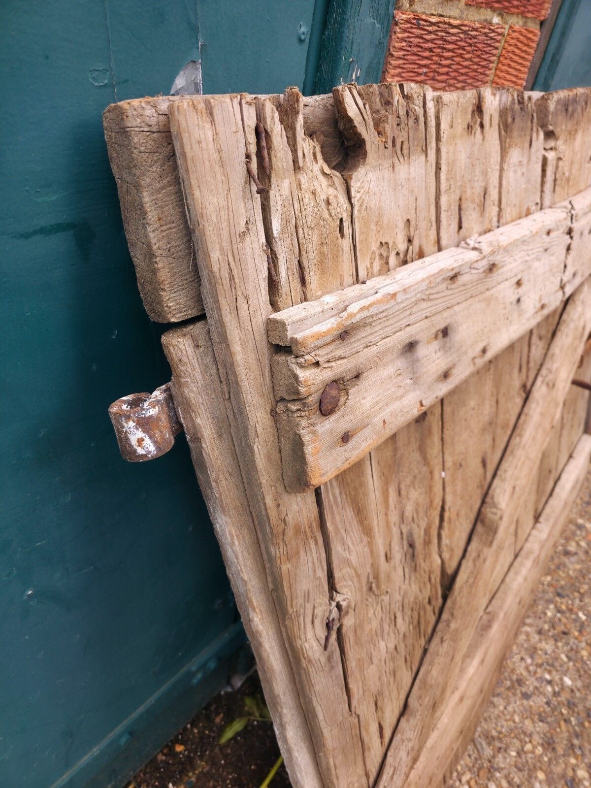 Pair Vintage Wabi Sabi French Wooden Barn Stable Doors photo vintage