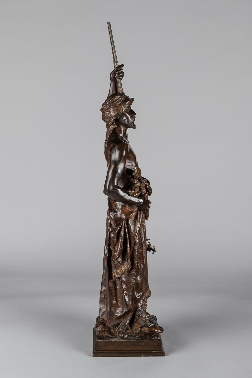 A Magnificent 19th Century French Bronze Sculpture Of An Arabian Sentinel, Signed J.Angles photo Home Decor
