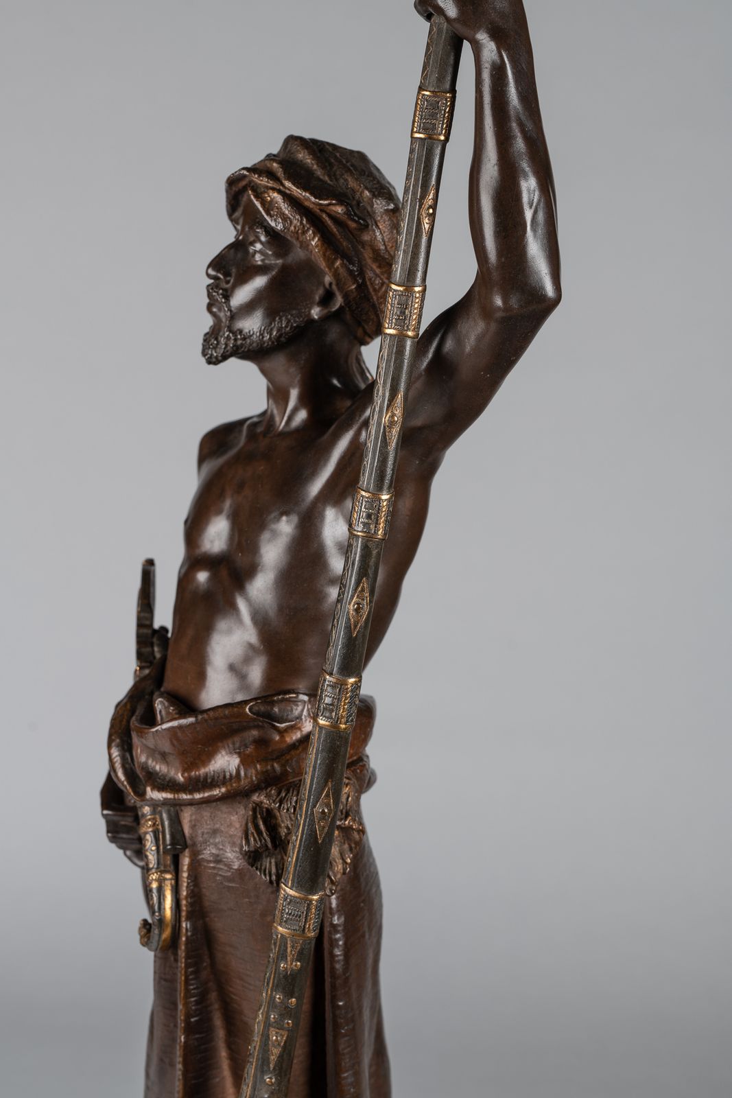 photo vintage A Magnificent 19th Century French Bronze Sculpture Of An Arabian Sentinel, Signed J.Angles
