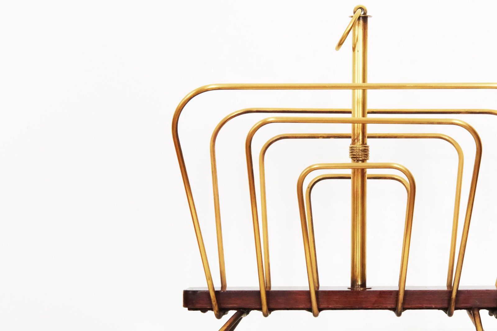20th Century Magazine Rack In Brass & Wood By French Designer Jacques Adnet photo Home Decor