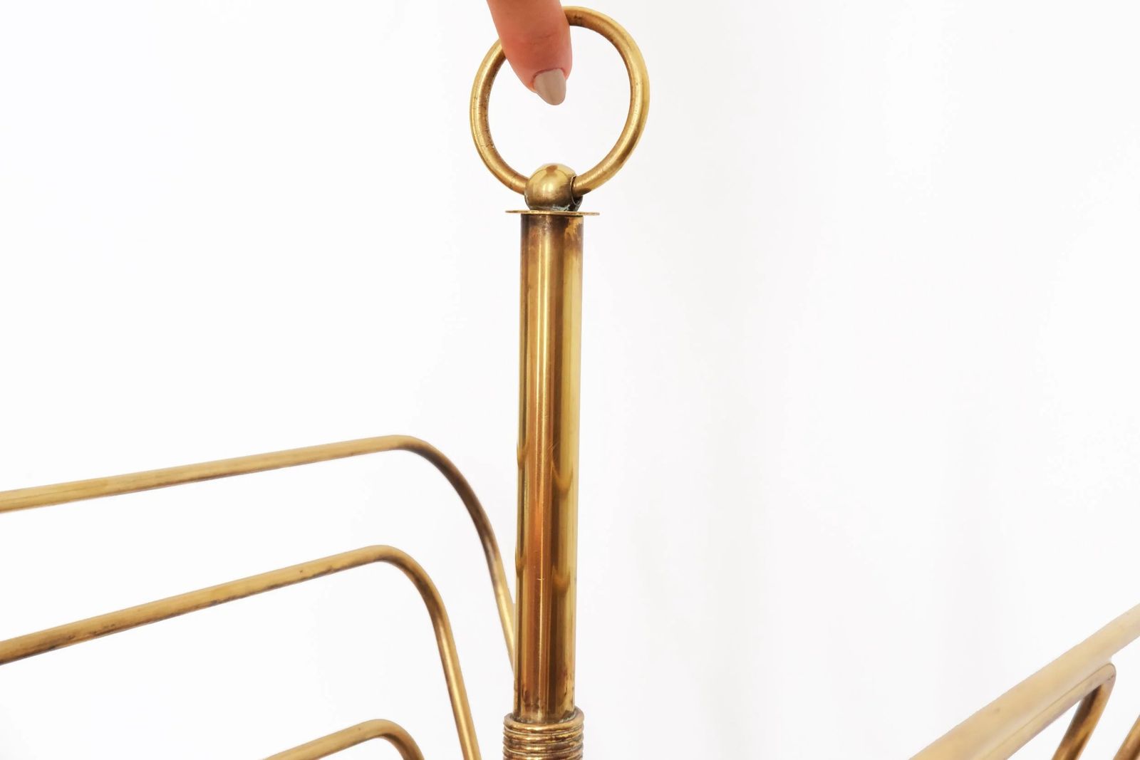 photo for sale 20th Century Magazine Rack In Brass & Wood By French Designer Jacques Adnet