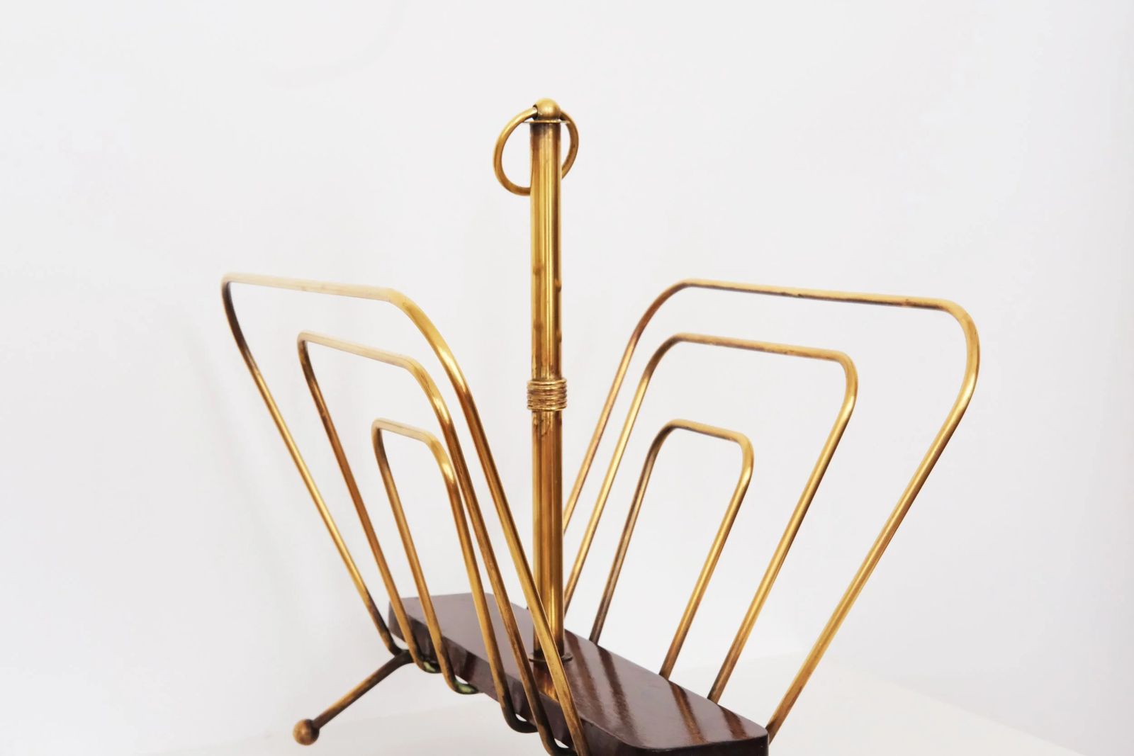 700.0 20th Century Magazine Rack In Brass & Wood By French Designer Jacques Adnet photo