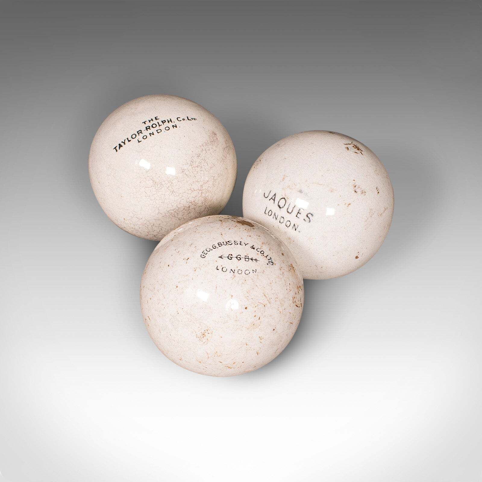 photo for sale Antique Lawn Bowls Set English Woods Ceramic Jacks Garden Game Edwardian