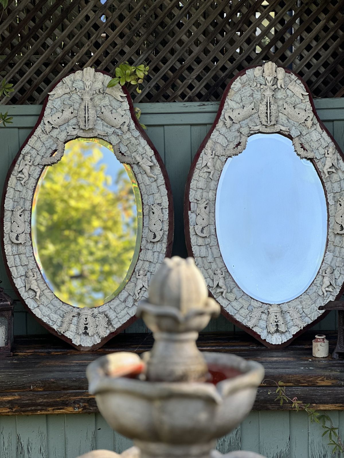 Pair Of French Napoleonic Prisoner Of War Dieppe Mirrors Circa 1815 photo vinterior