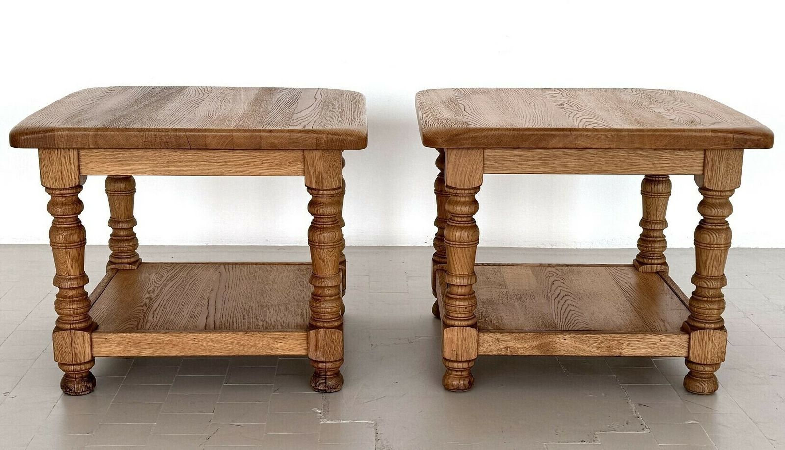 Hand Crafted Rustic Textured Oak Side Or Coffee Tables By Vereinigte Werkstätten, 1970