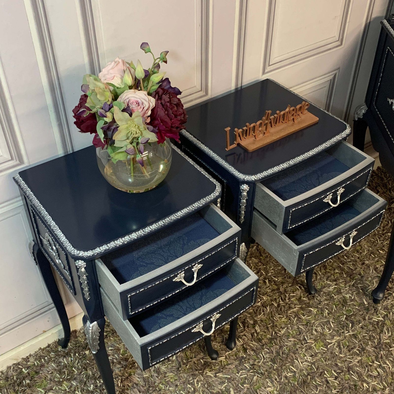 Painted Bedside Tables Louis Style Bedsides Olympus Furniture Nightstands photo vintage