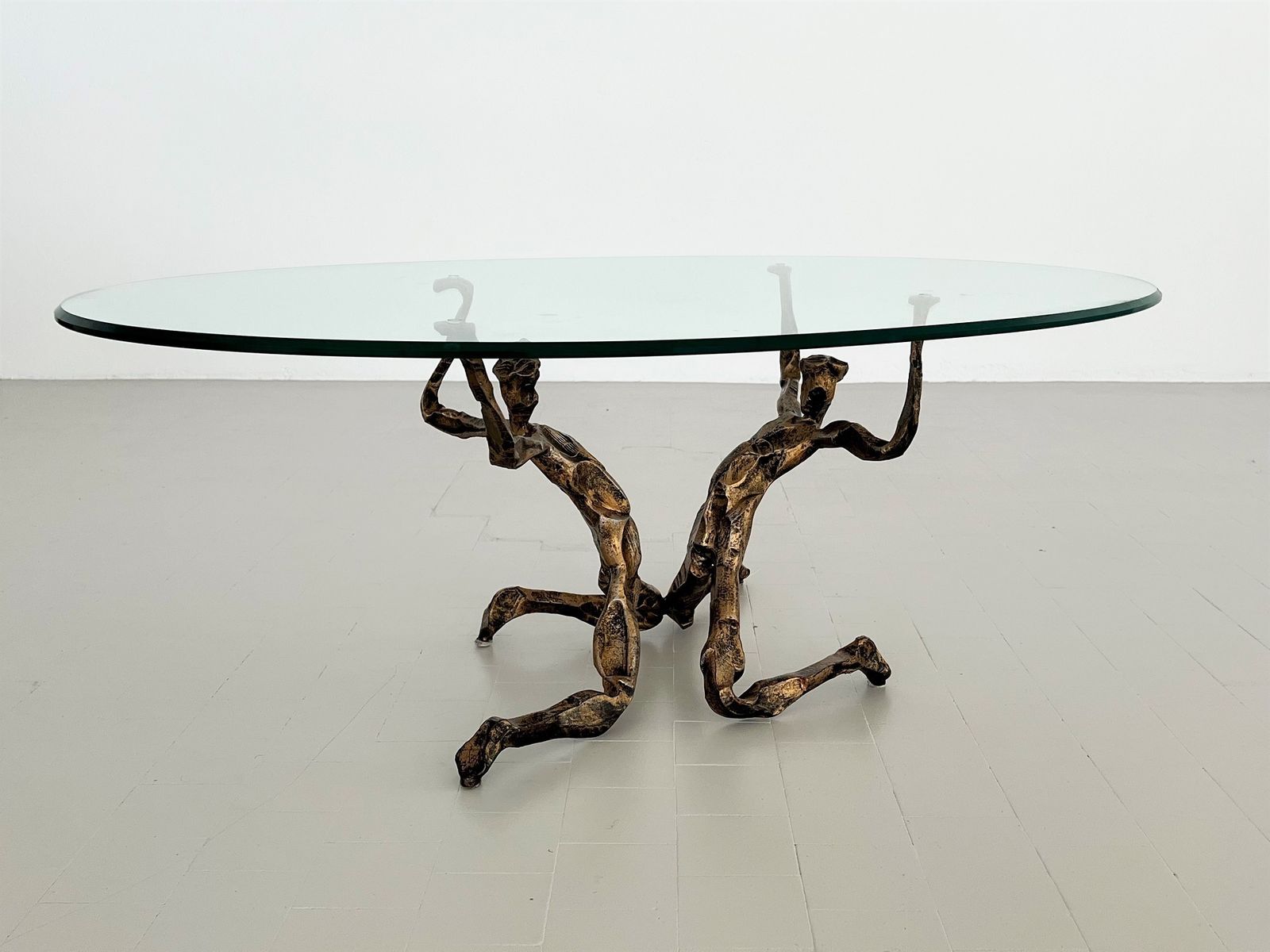 photo vintage Salvino Marsura Trinidad Brutalist Coffee Table In Bronze, 1960