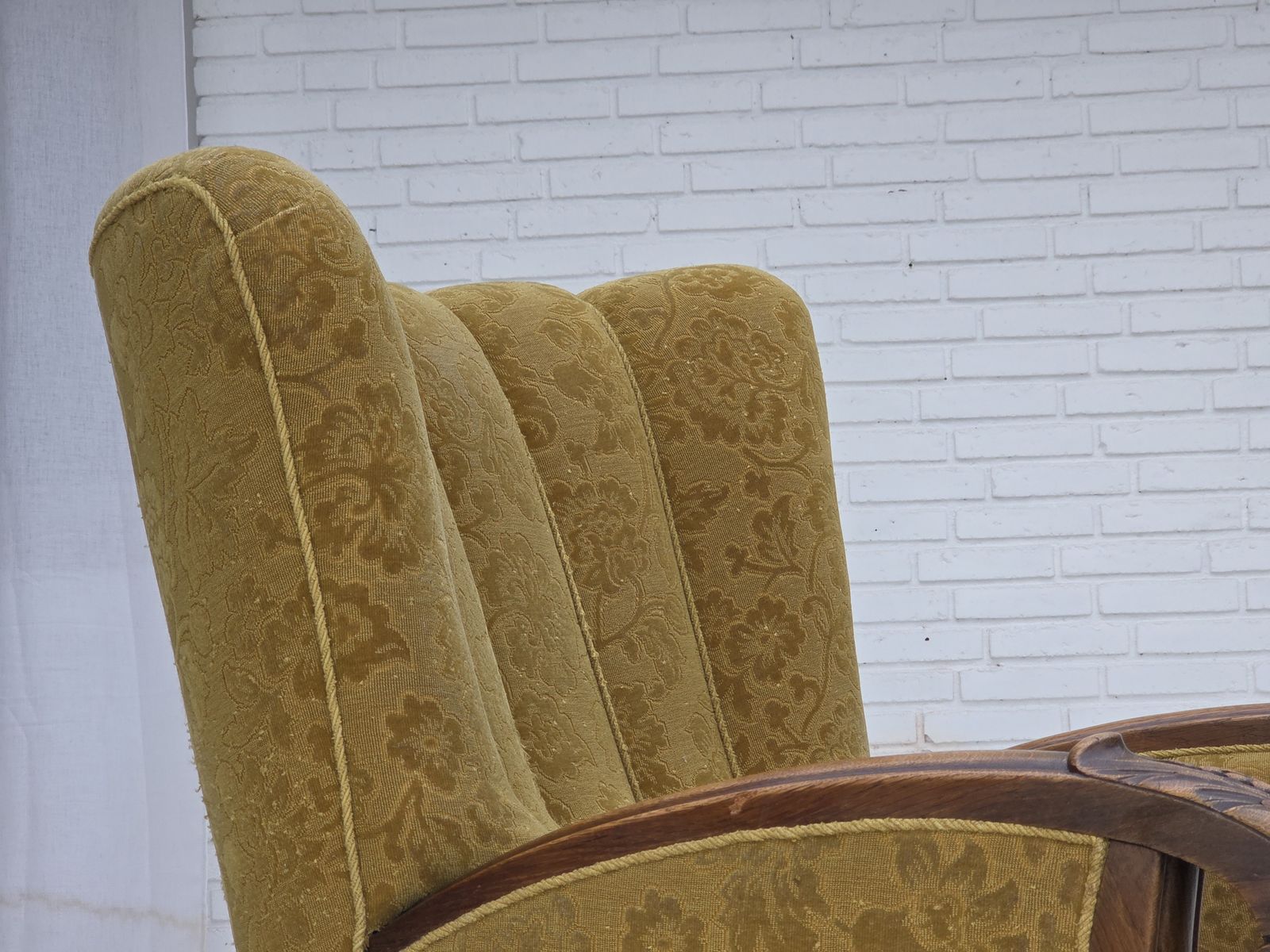 1960s, Danish Highback Armchair, Furniture Wool, Solid Oak Wood. photo buy
