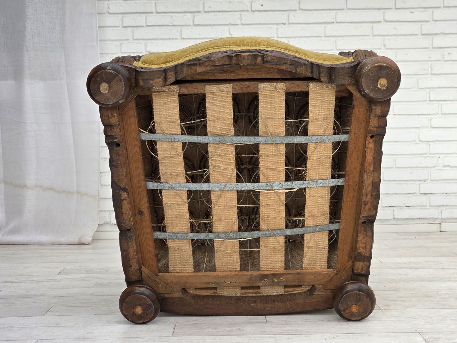 photo buy 1960s, Danish Highback Armchair, Furniture Wool, Solid Oak Wood.
