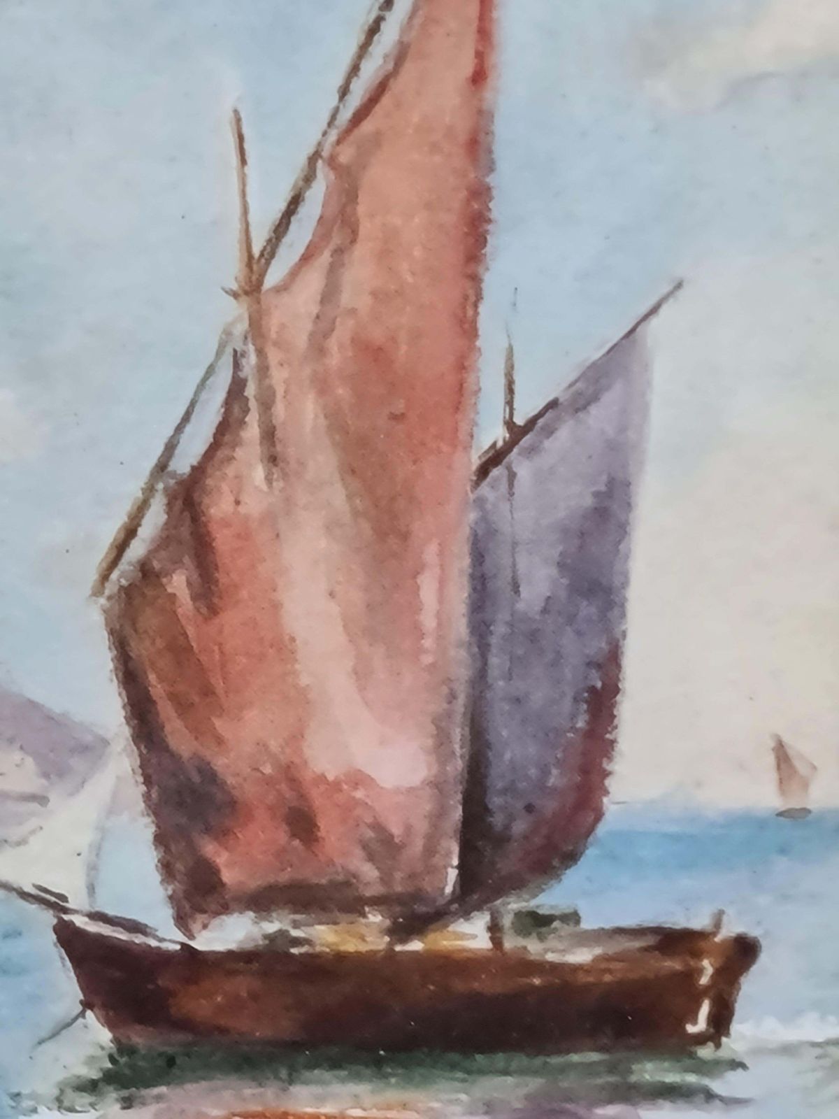 Day At The Beach, Mid Century French Watercolour, 1950s By Madelaine Geoffroy photo Art