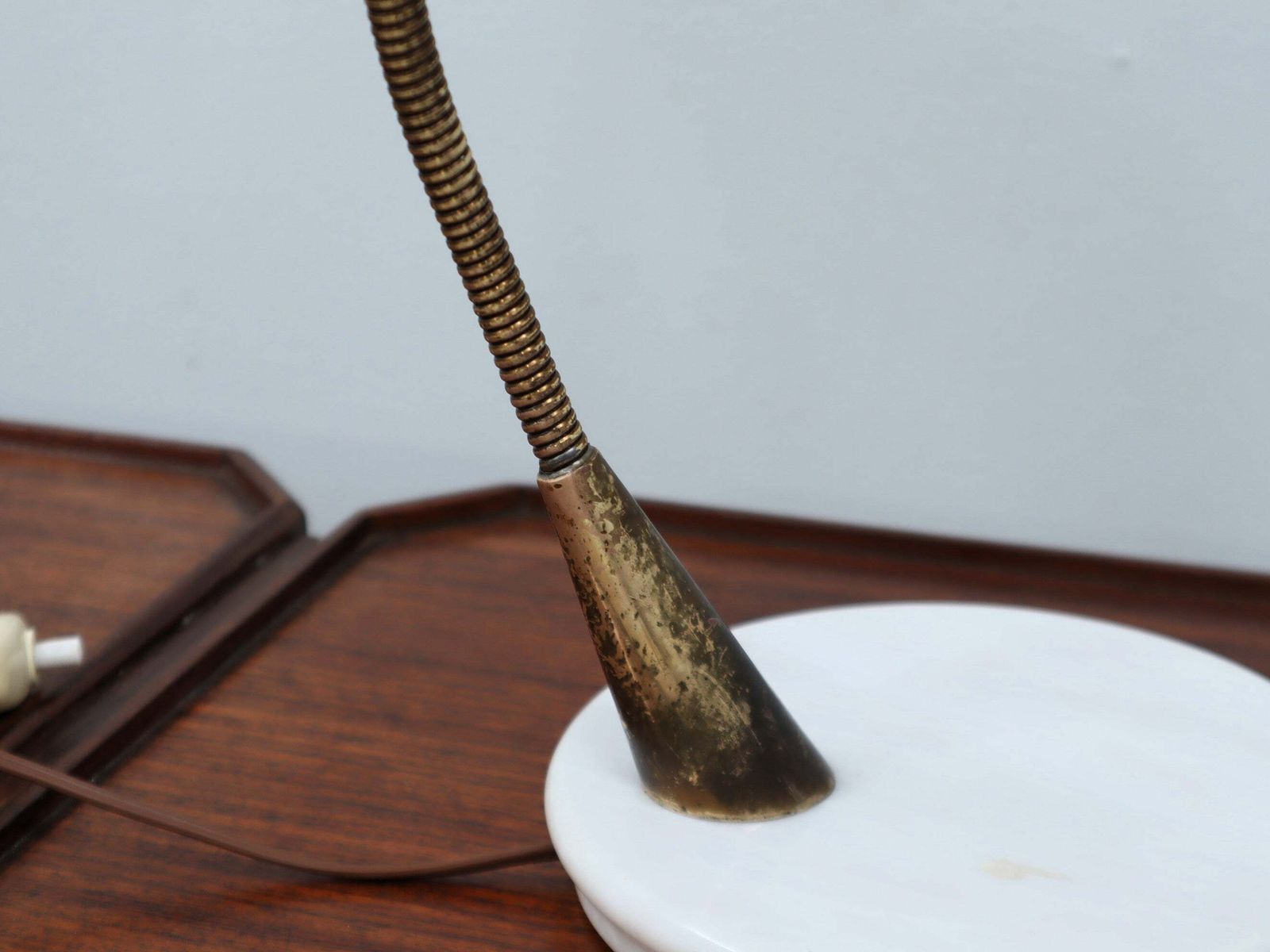 Lighting Oscar Torlasco For Lumen Rare 1950s Italian Table Lamp In Brass And Marble photo