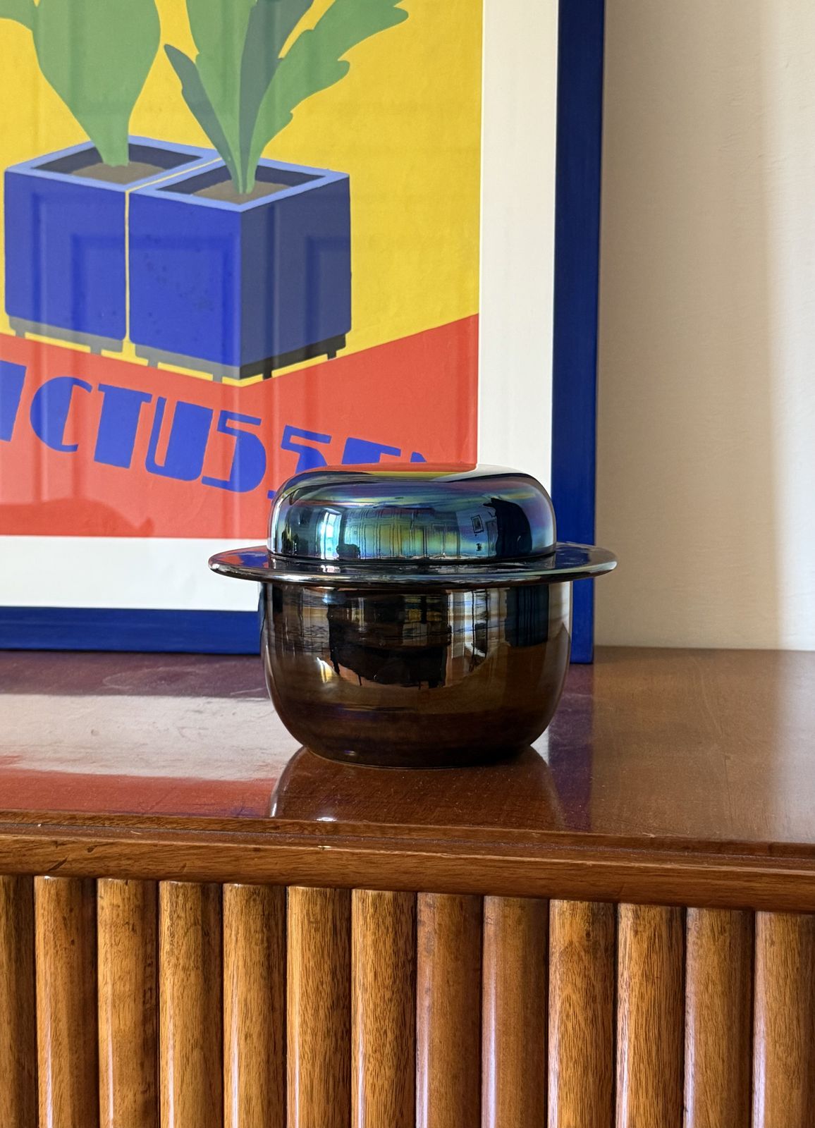 Mid Century Modern Iridescent Ceramic, Paoli Italy 1970s photo furniture